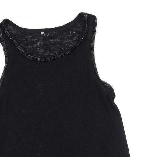 NEXT Womens Black   Basic Tank Size 14  - Beaded Collar