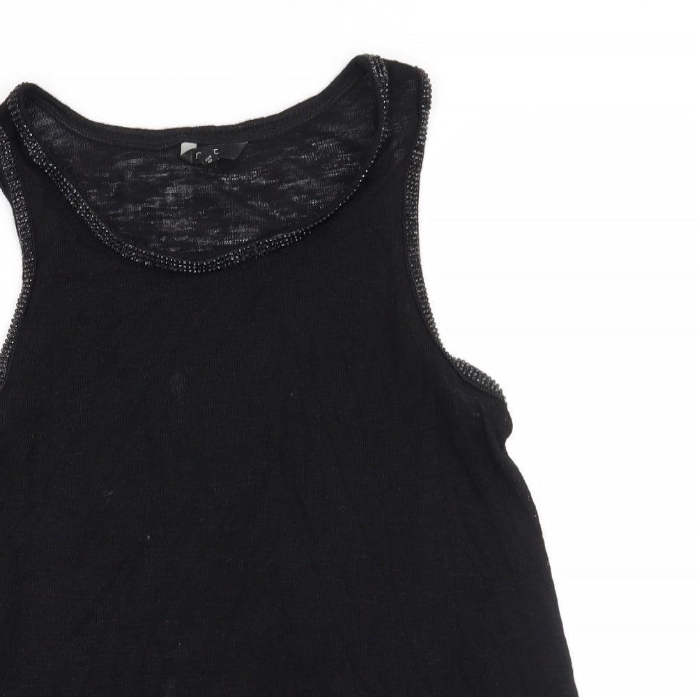NEXT Womens Black   Basic Tank Size 14  - Beaded Collar