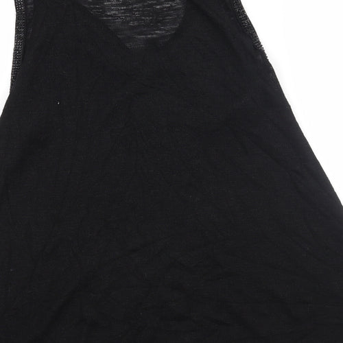 NEXT Womens Black   Basic Tank Size 14  - Beaded Collar