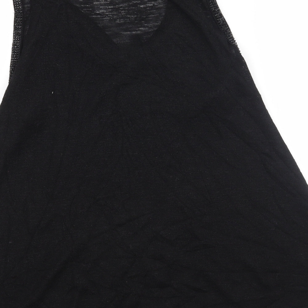 NEXT Womens Black   Basic Tank Size 14  - Beaded Collar