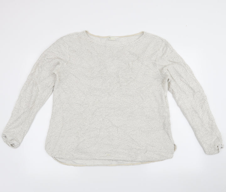 H&M Womens White   Pullover Jumper Size M
