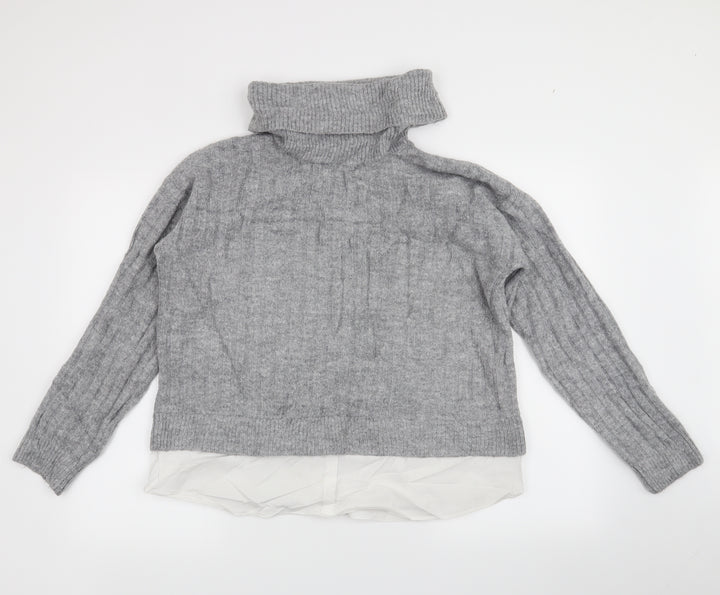New Look Womens Grey   Pullover Jumper Size M  - Turtle Neck Jumper