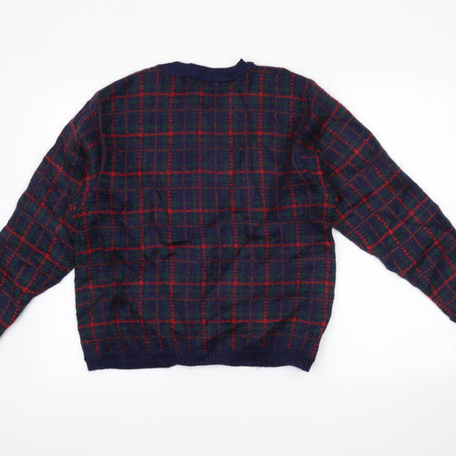 Equorian Womens Red Check  Cardigan Jumper Size M