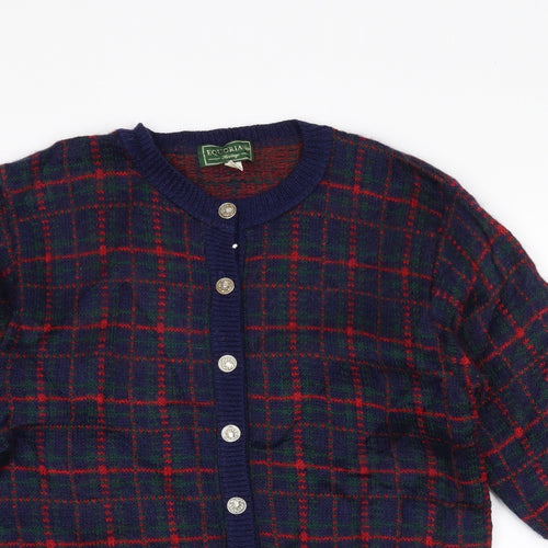 Equorian Womens Red Check  Cardigan Jumper Size M
