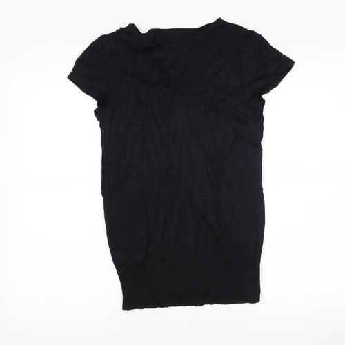 Oasis Womens Black   Pullover Jumper Size 10  - flowers on collar