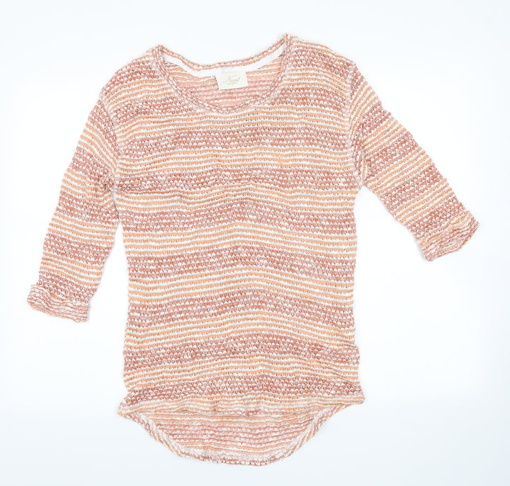 NEXT Womens Orange Striped Pullover Jumper Size 8