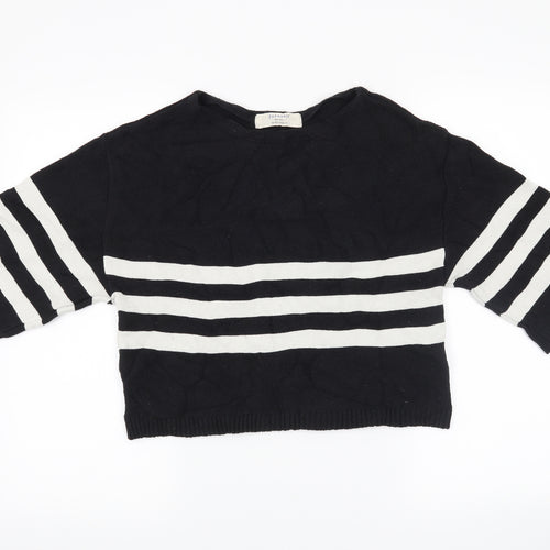 Zara Womens Blue Striped  Pullover Jumper Size M  - cropped jumper