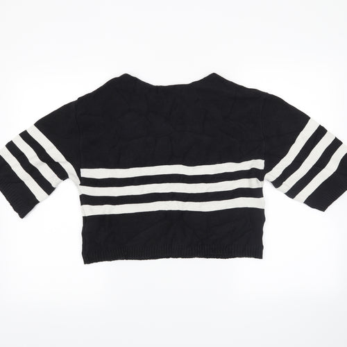 Zara Womens Blue Striped  Pullover Jumper Size M  - cropped jumper