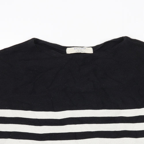 Zara Womens Blue Striped  Pullover Jumper Size M  - cropped jumper