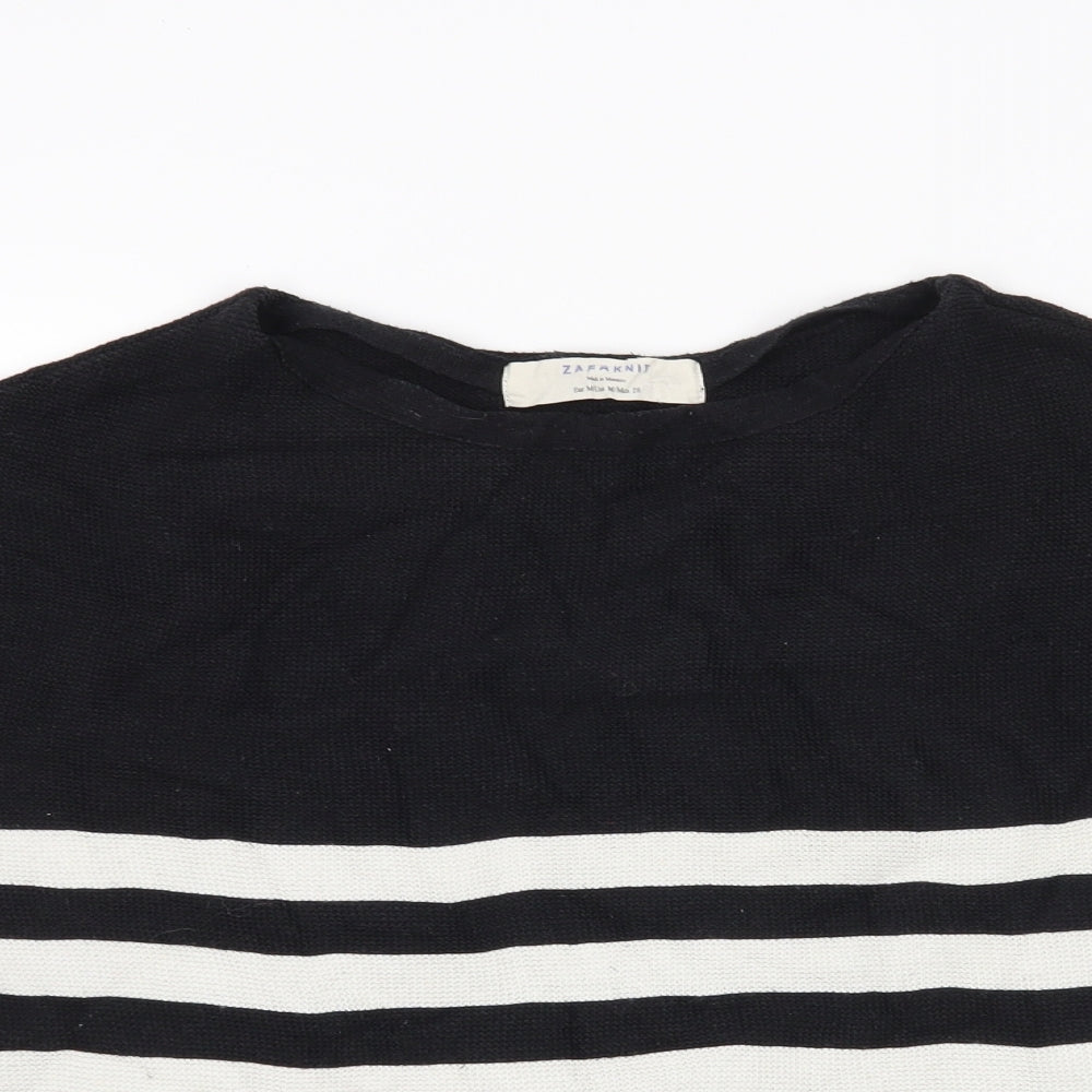 Zara Womens Blue Striped  Pullover Jumper Size M  - cropped jumper