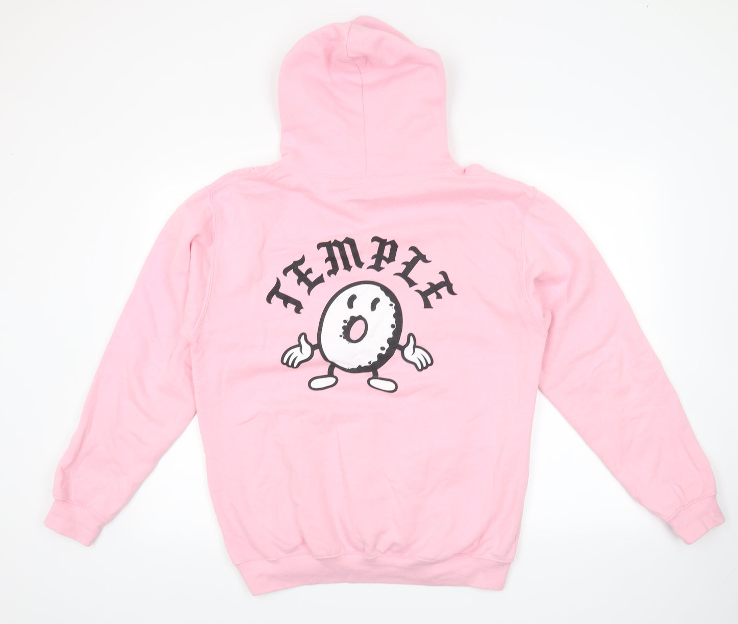 temple Mens Pink   Pullover Hoodie Size M  - temple coffee + donuts