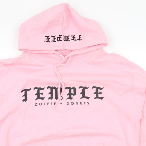 temple Mens Pink   Pullover Hoodie Size M  - temple coffee + donuts