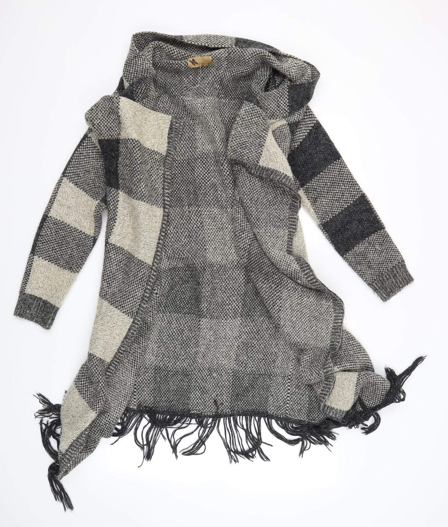 Katsumi Womens Beige Check Knit Cardigan Jumper Size M