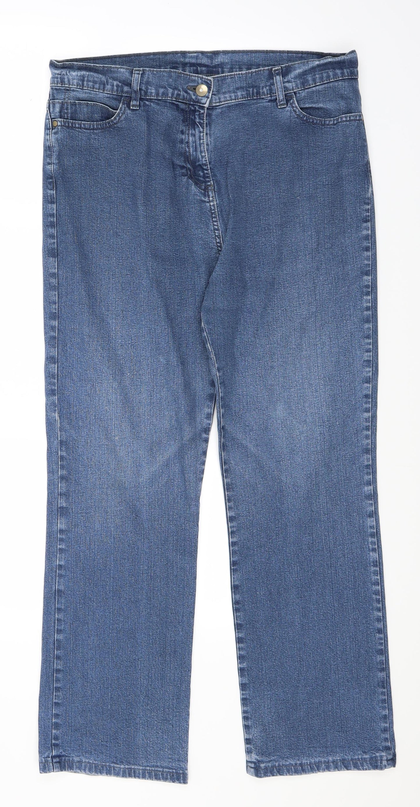 Marks and Spencer Womens Beige  Denim Straight Jeans Size 16 L28 in