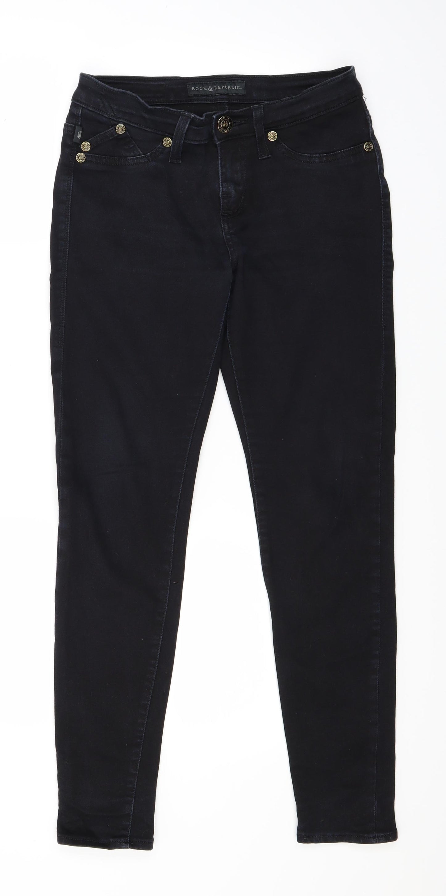 Rock & Republic Womens Black  Denim Jegging Jeans Size 6 L28 in