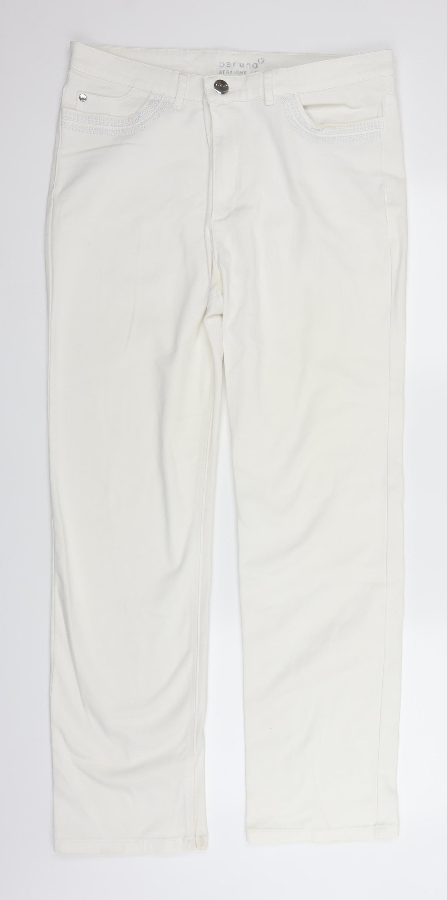 Marks and Spencer Womens White  Denim Straight Jeans Size 34 in L29 in