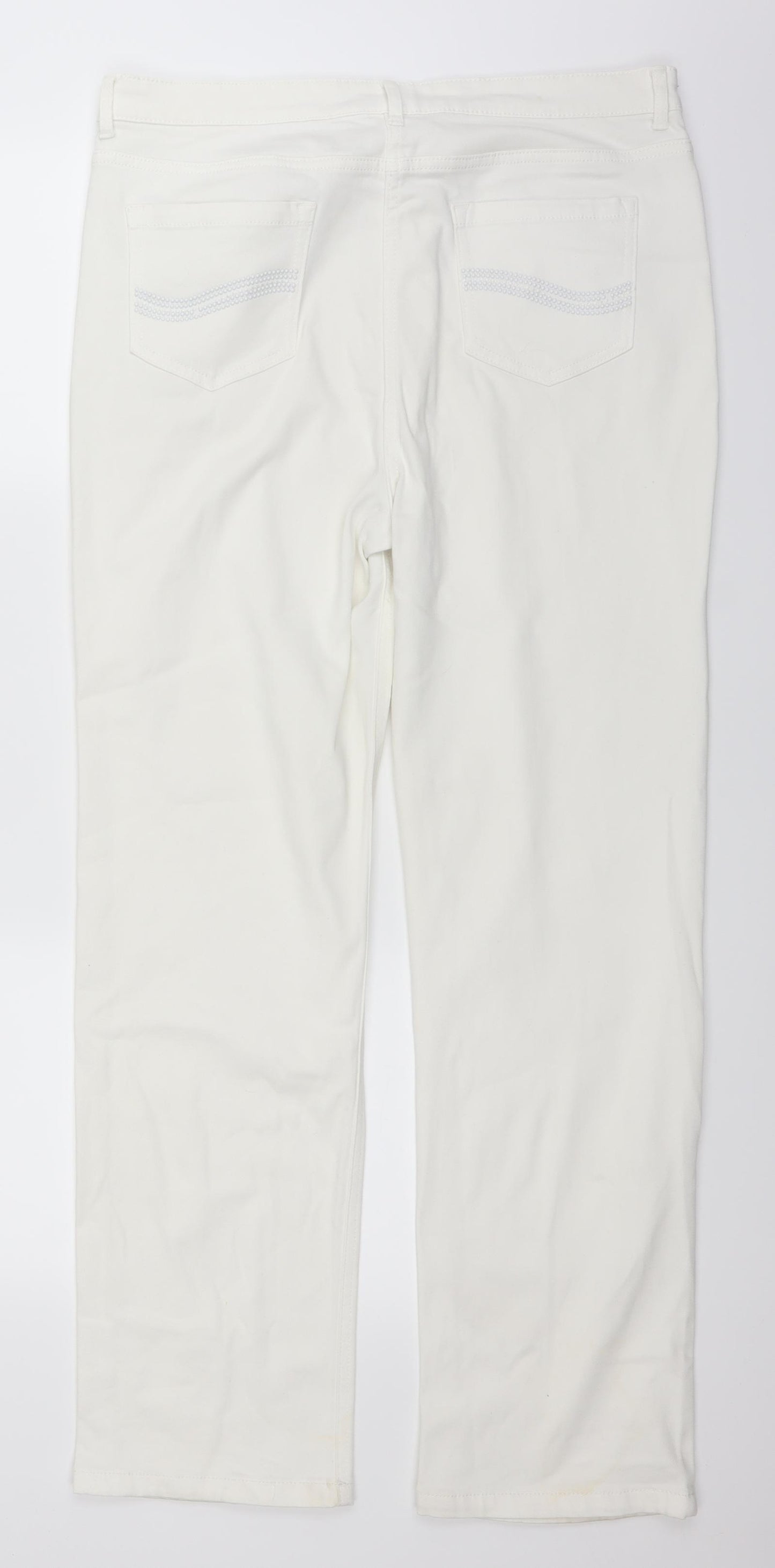 Marks and Spencer Womens White  Denim Straight Jeans Size 34 in L29 in