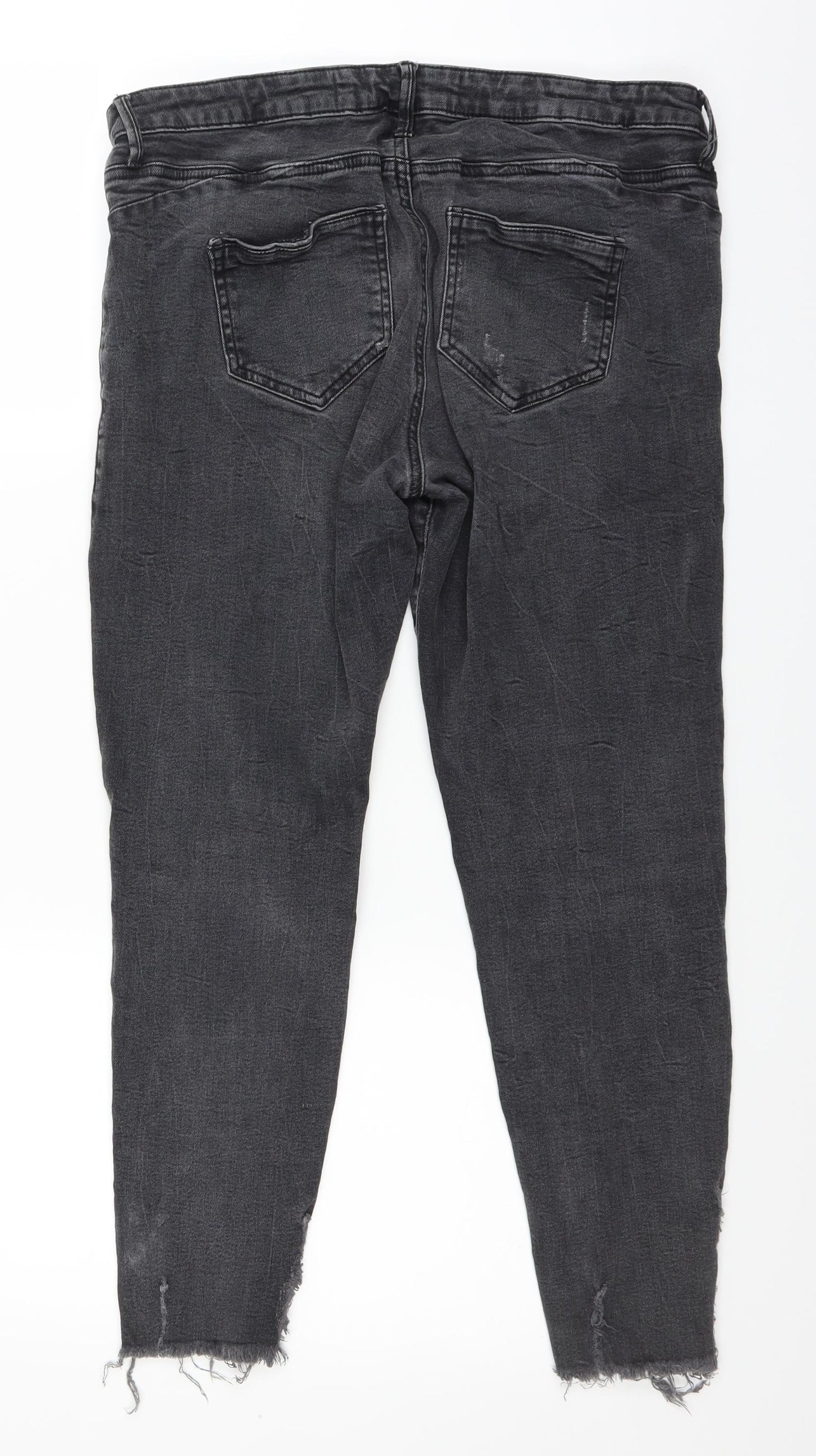 Primark Womens Black  Denim Jegging Jeans Size 14 L25 in - cut off distressed