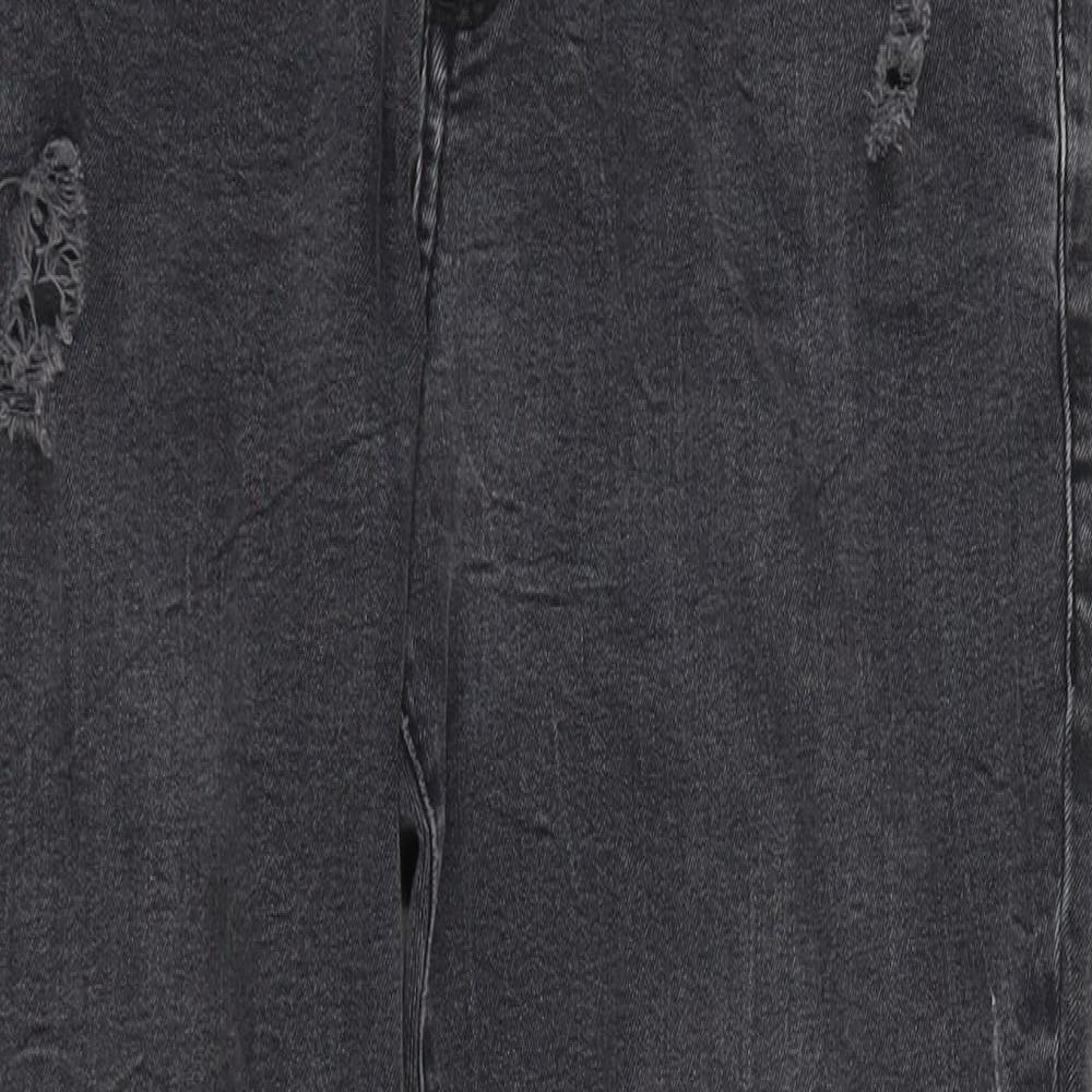 Primark Womens Black  Denim Jegging Jeans Size 14 L25 in - cut off distressed