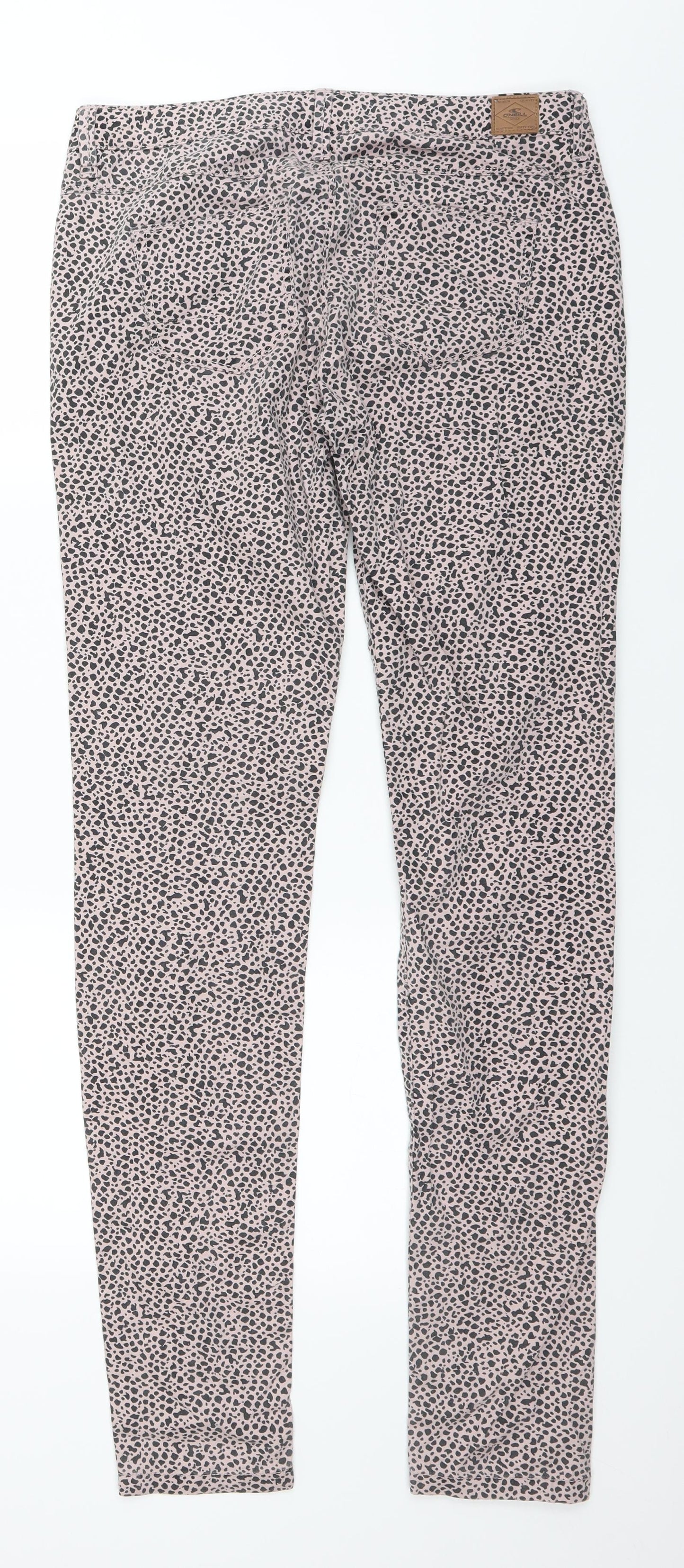 O'Neill Womens Pink Animal Print Denim Straight Jeans Size 10 L31 in