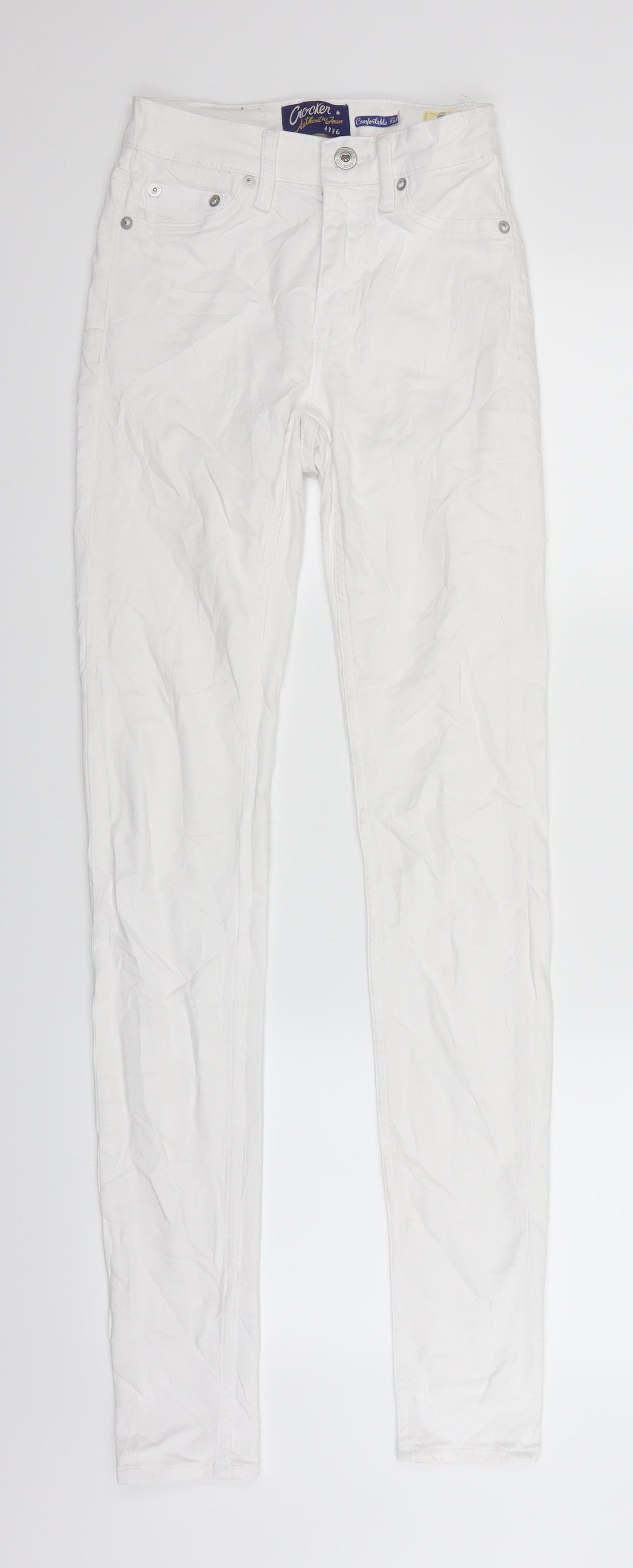 Crocker Womens White  Denim Skinny Jeans Size 24 in L32 in