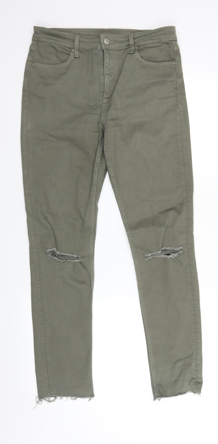 H&M Womens Green Denim Straight Jeans Size 10 L27 in