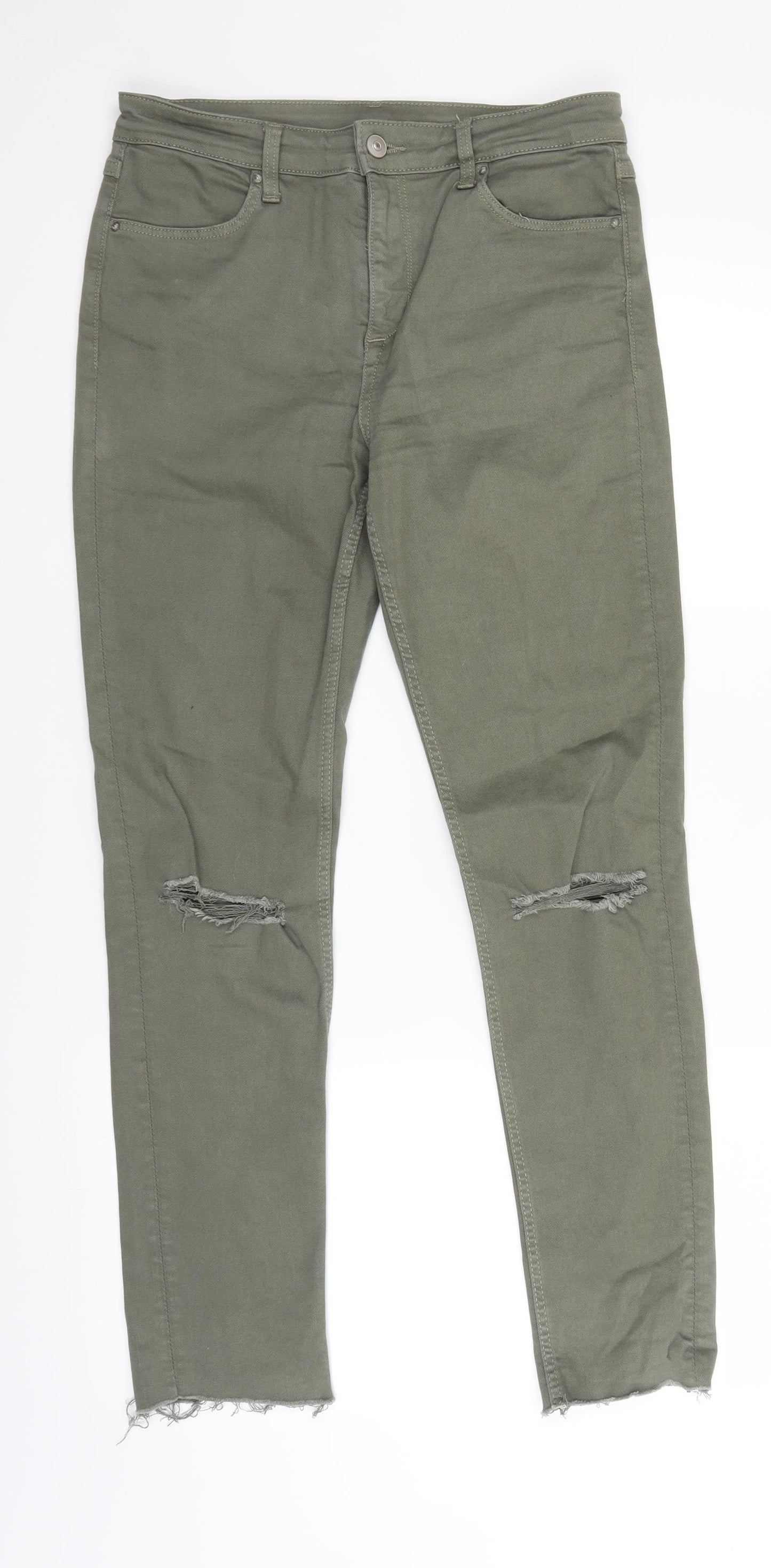 H&M Womens Green  Denim Straight Jeans Size 10 L27 in