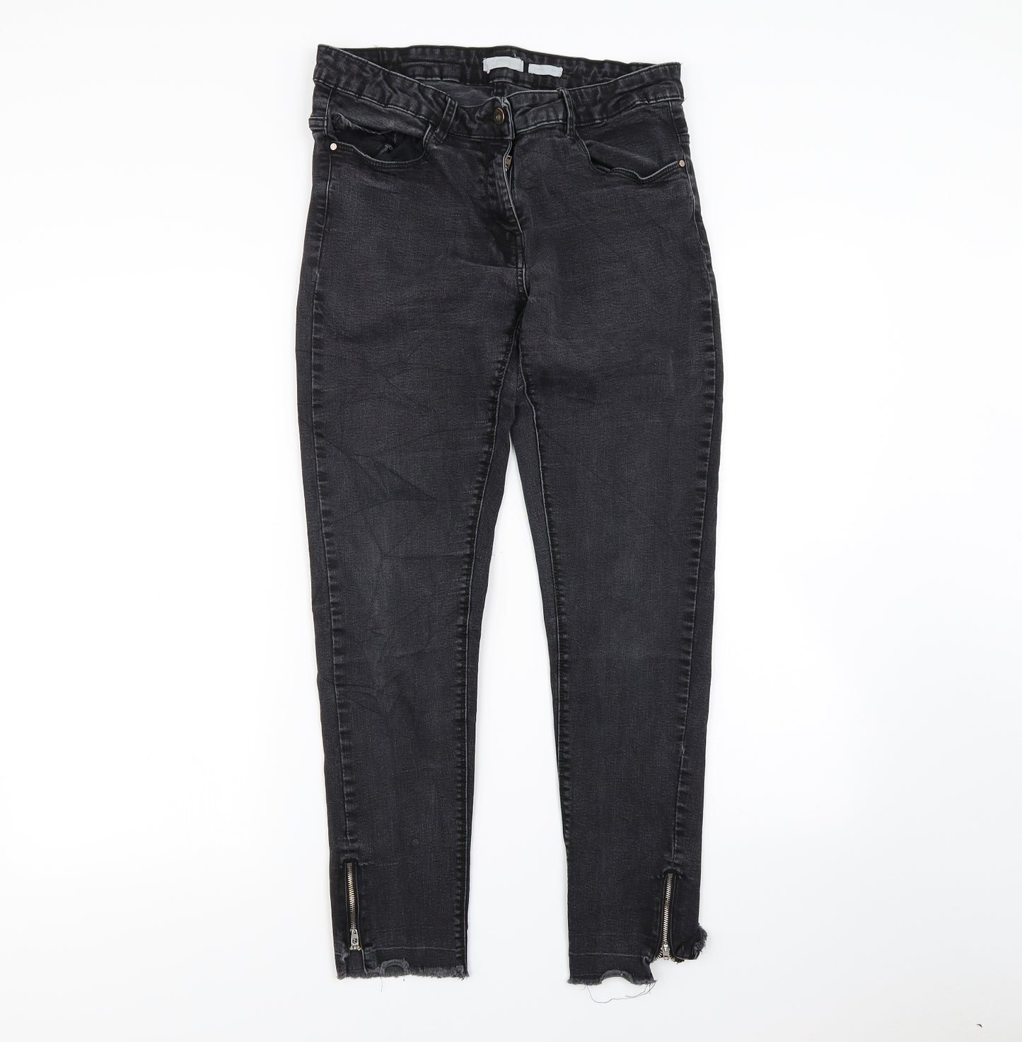 Preworn Womens Black  Denim Straight Jeans Size 28 in L28 in