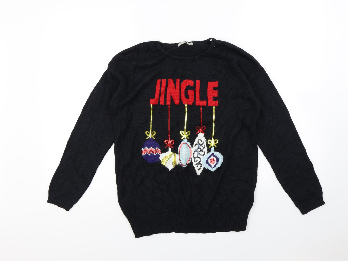 TU Womens Black   Pullover Jumper Size 10  - Christmas jumper