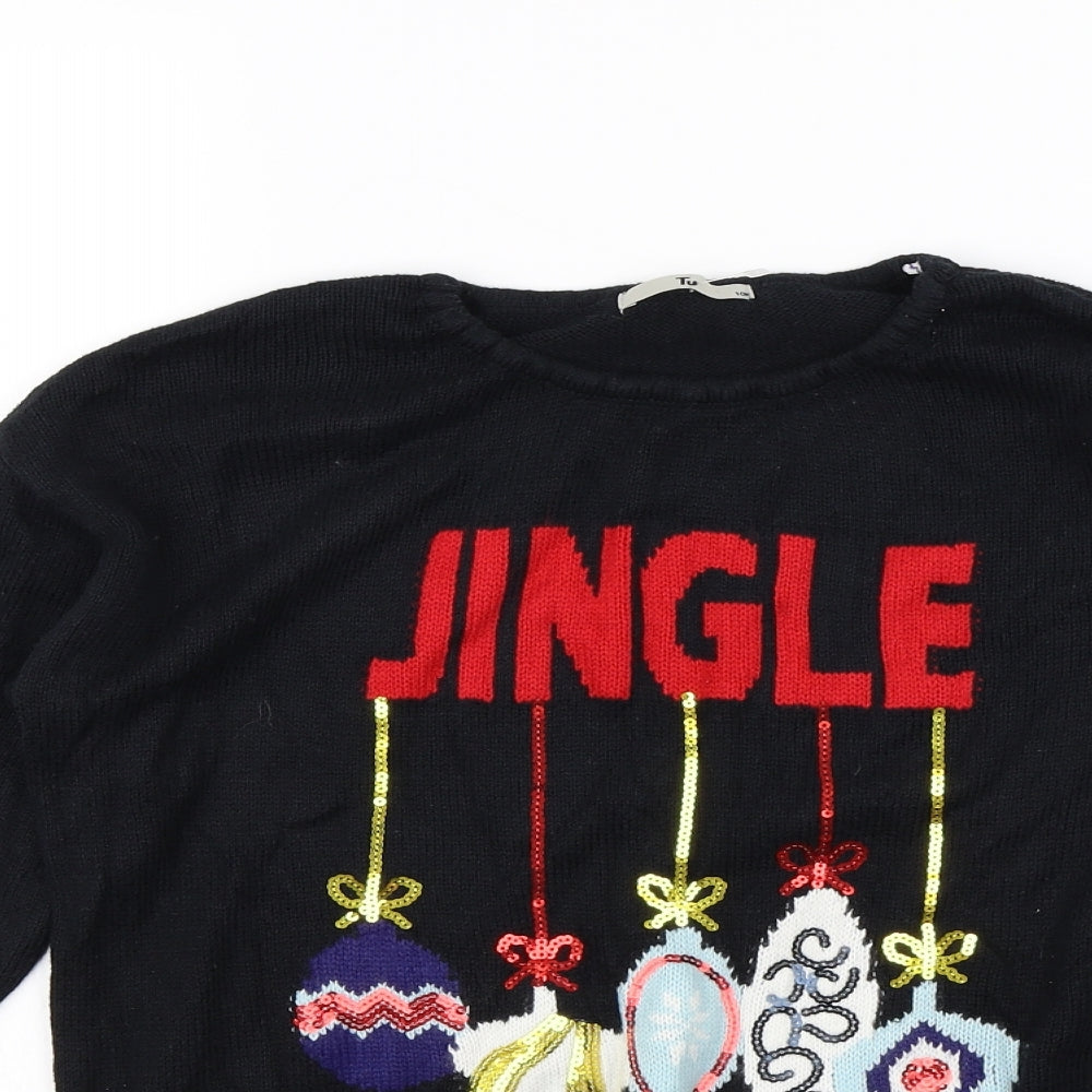 TU Womens Black   Pullover Jumper Size 10  - Christmas jumper