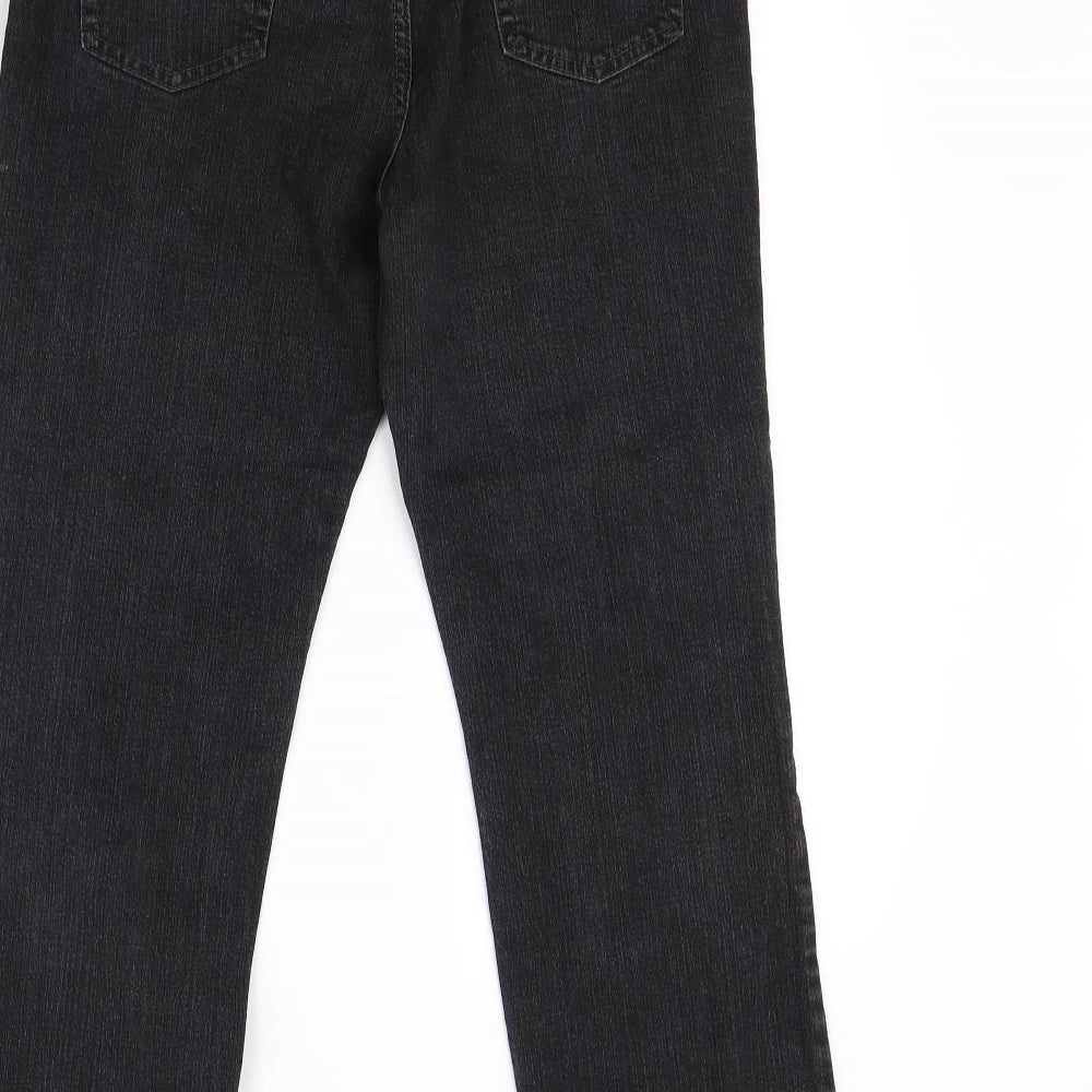 M&S Womens Black  Denim Flared Jeans Size 14 L28 in