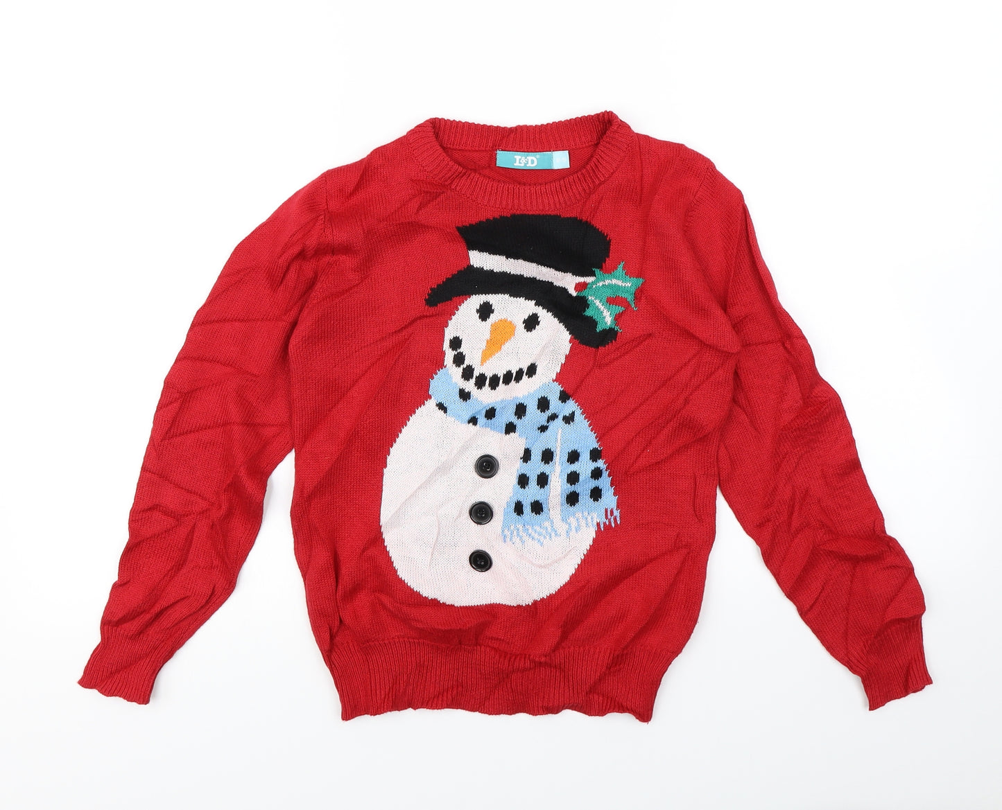 L&D Girls Red   Pullover Jumper Size 8 Years  - Christmas jumper