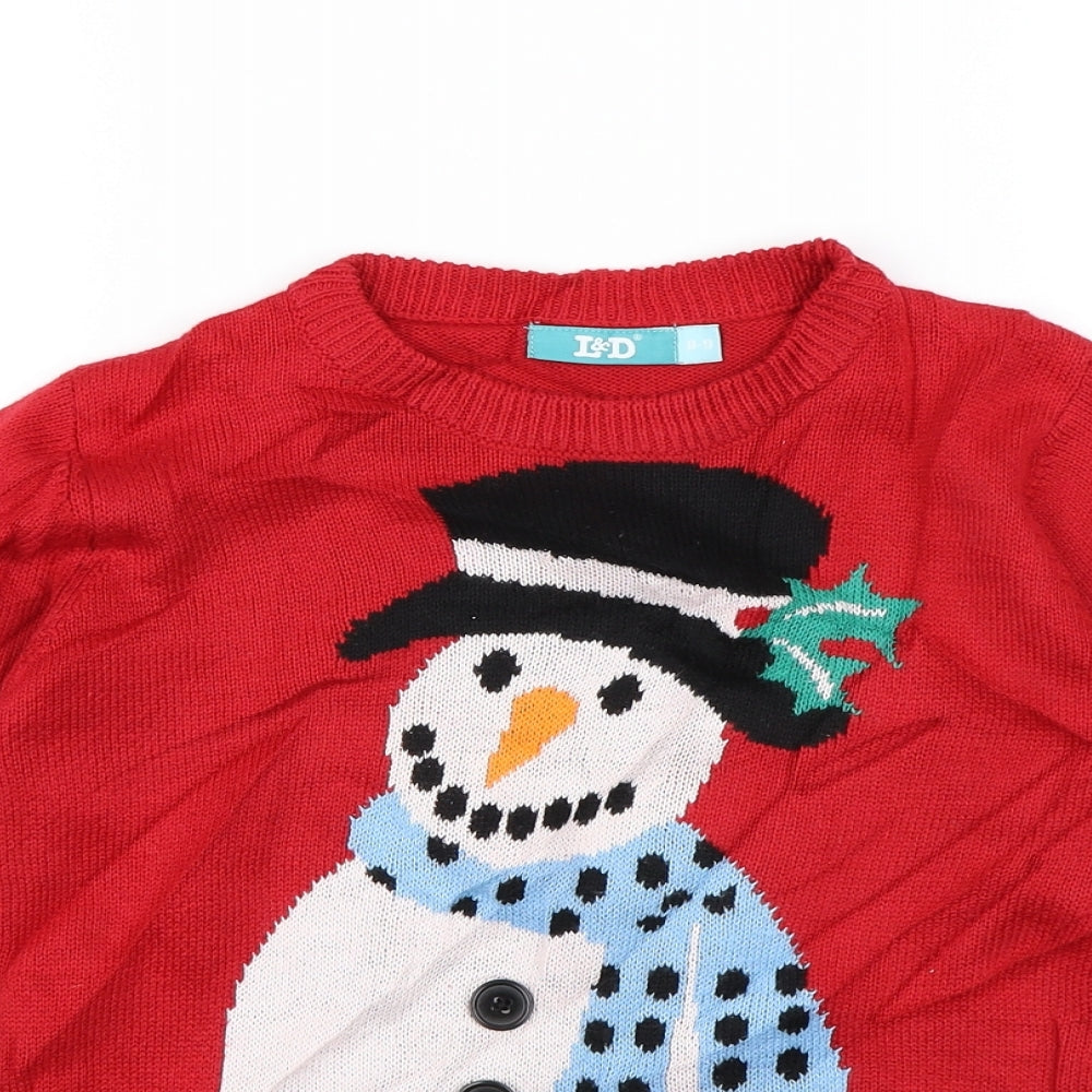 L&D Girls Red   Pullover Jumper Size 8 Years  - Christmas jumper