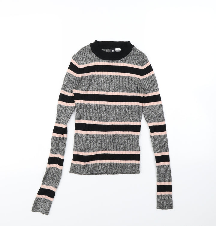 H&M Womens Grey Striped  Basic T-Shirt Size XS