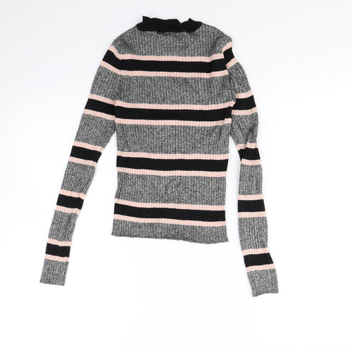 H&M Womens Grey Striped  Basic T-Shirt Size XS