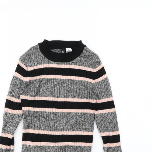 H&M Womens Grey Striped  Basic T-Shirt Size XS