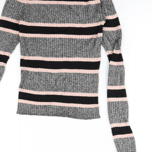 H&M Womens Grey Striped  Basic T-Shirt Size XS