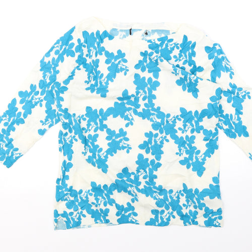 Preworn Womens White Floral  Pullover Jumper Size 12
