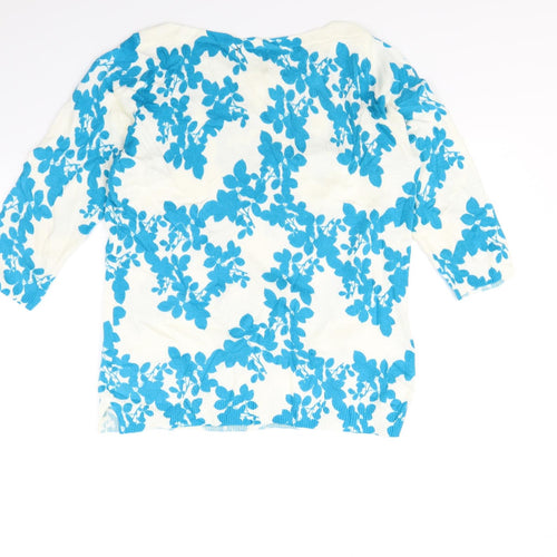 Preworn Womens White Floral  Pullover Jumper Size 12