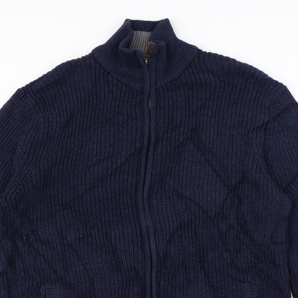 Maine Mens Blue   Full Zip Jumper Size M