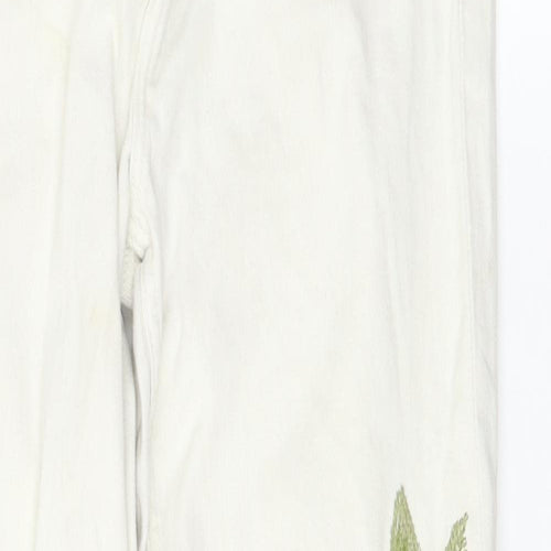 Zara Womens White Floral Denim Skinny Jeans Size 8 L25.5 in - Flowers