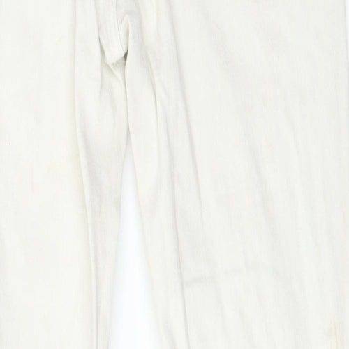 Zara Womens White Floral Denim Skinny Jeans Size 8 L25.5 in - Flowers