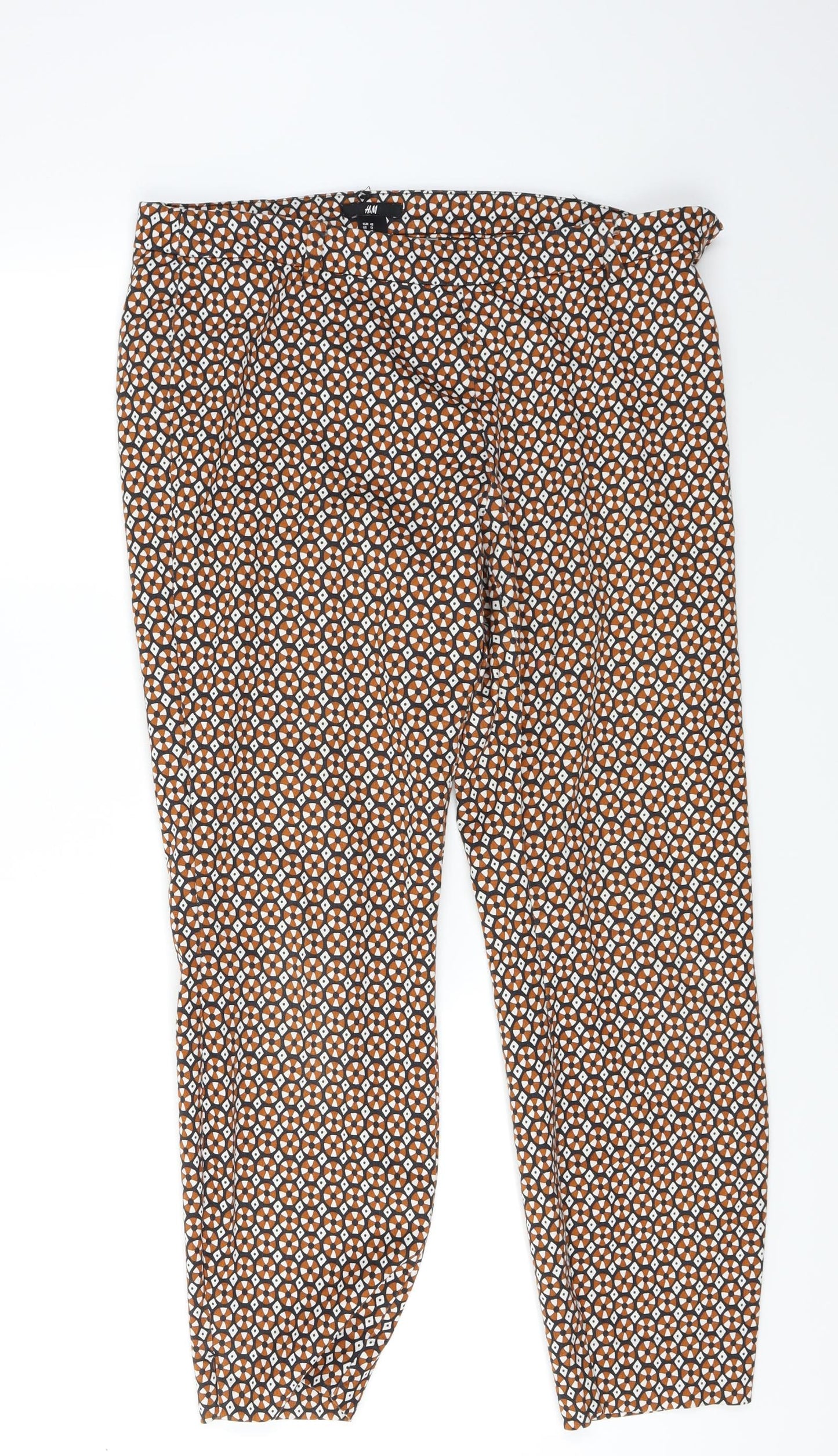 H&M Womens Red Geometric  Trousers  Size 12 L27 in