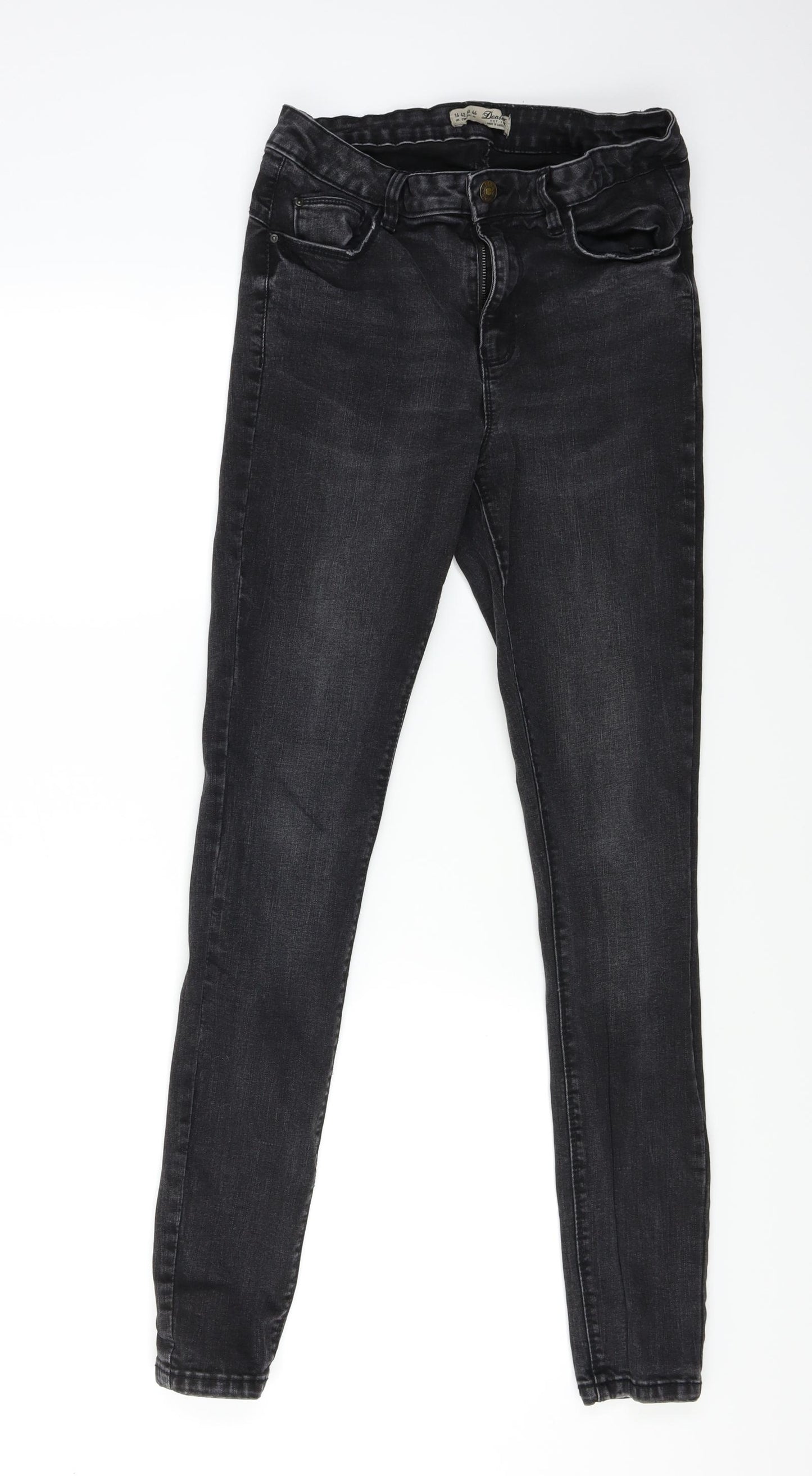 Denim &Co. Womens Black  Denim Skinny Jeans Size 14 L32 in