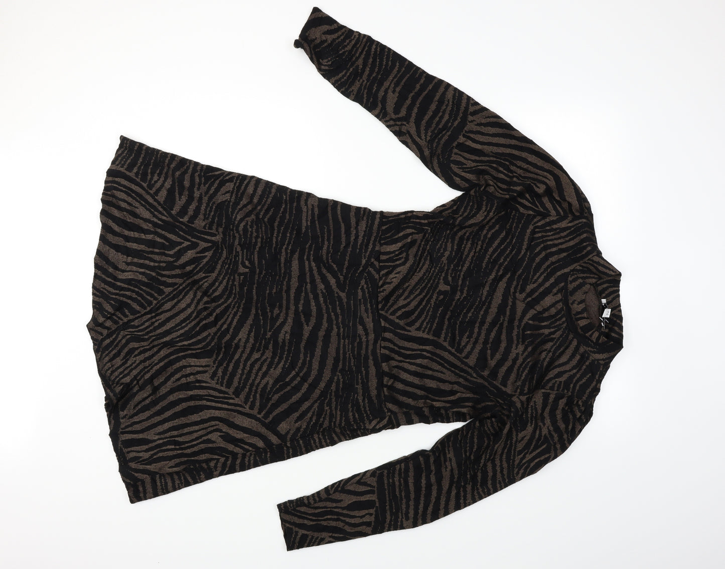 Warehouse Womens Black Animal Print  Fit & Flare  Size 12