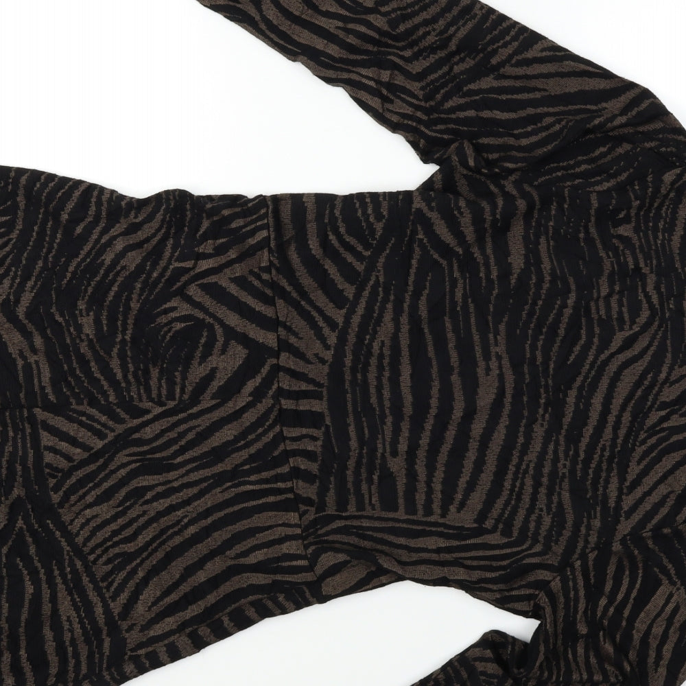 Warehouse Womens Black Animal Print  Fit & Flare  Size 12