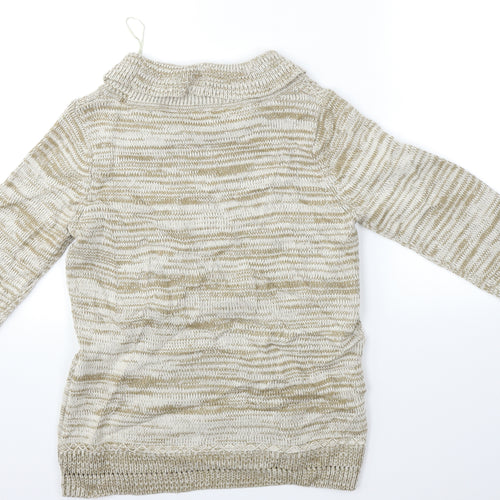 bm Collection Womens Beige Striped  Pullover Jumper Size S