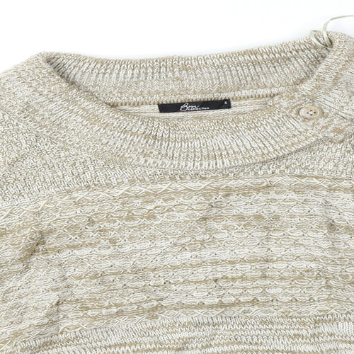 bm Collection Womens Beige Striped  Pullover Jumper Size S