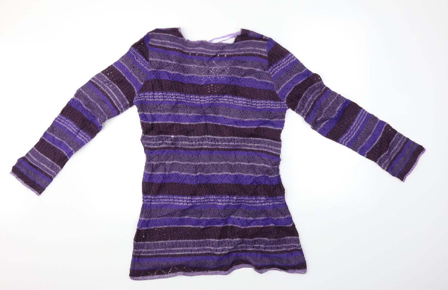 M&Co Womens Purple Striped  Pullover Jumper Size L