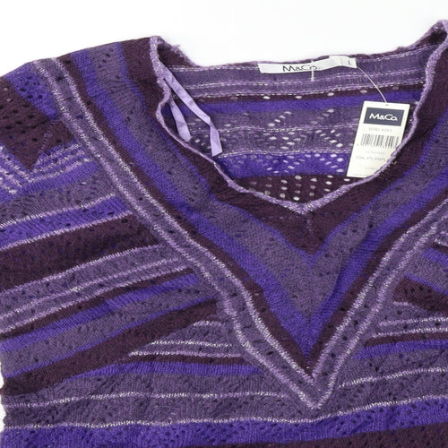 M&Co Womens Purple Striped  Pullover Jumper Size L